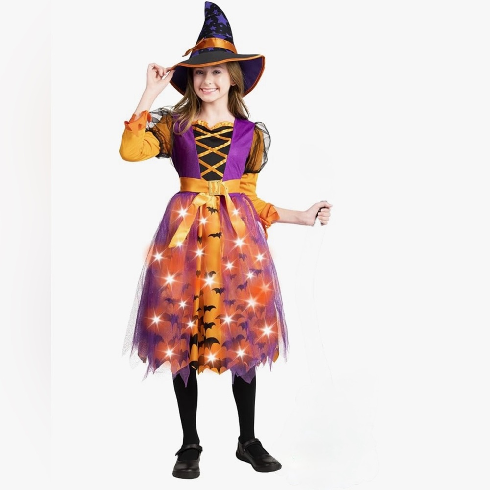 Spooktacular Creations Light Up Polka Dots Witch Tutu Costume for girl